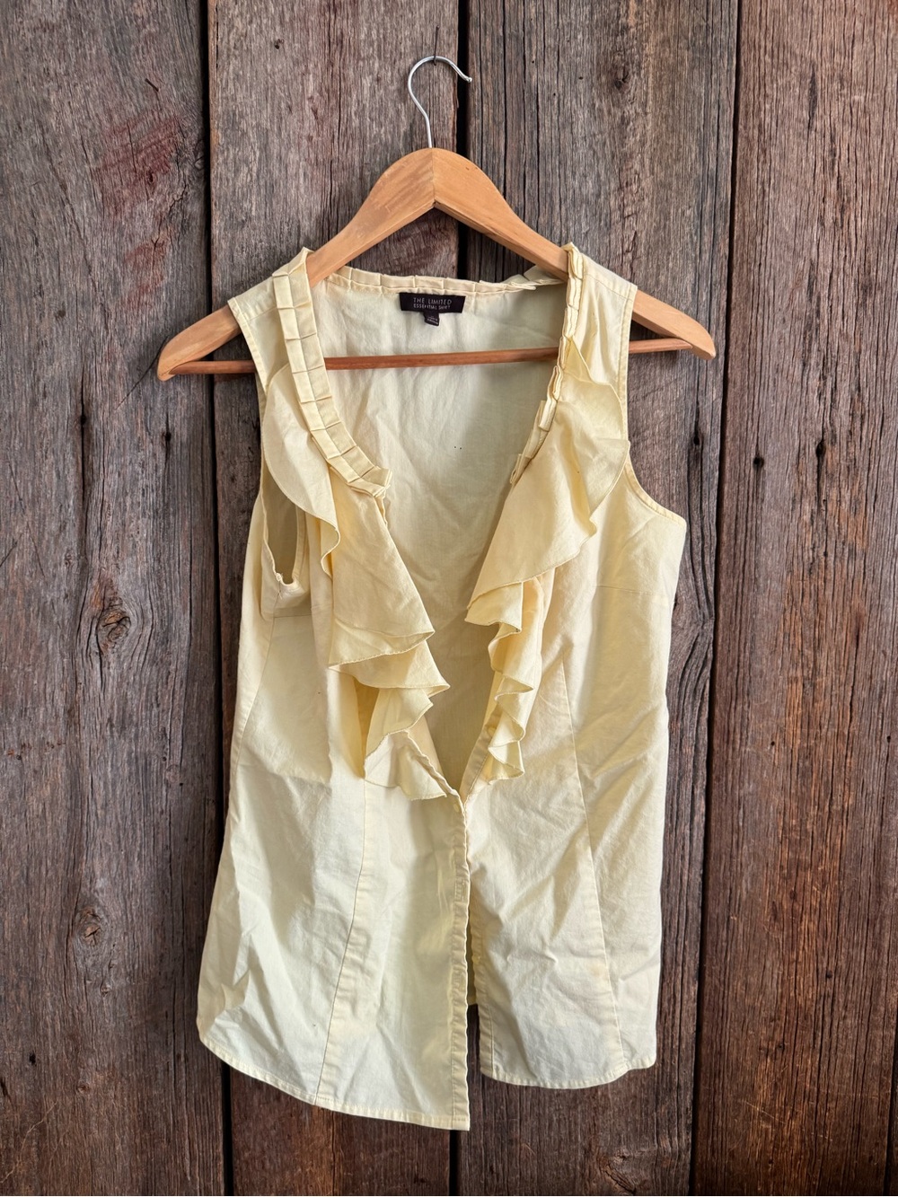 The Limited Cream Ruffle-Front Sleeveless Blouse